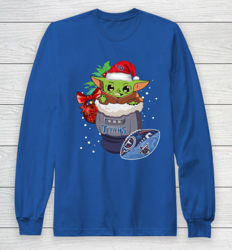 Tennessee Titans Christmas Baby Yoda Star Wars Funny Happy NFL Long Sleeve T-Shirt 9