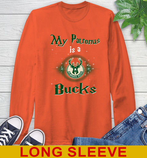 NBA Basketball Harry Potter My Patronus Is A Milwaukee Bucks Long Sleeve T-Shirt 4