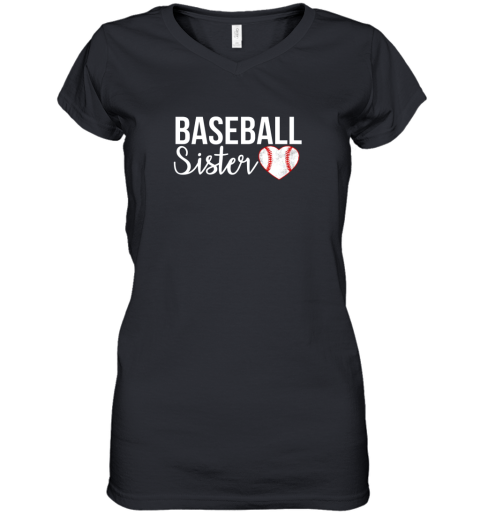 Baseball Sister Shirt Baseball Gifts For Baseball Fans Women's V-Neck T-Shirt