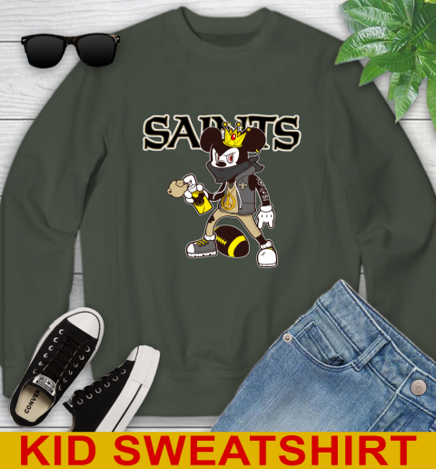 New Orleans Saints NFL Football Mickey Peace Sign Sports Youth Sweatshirt 9