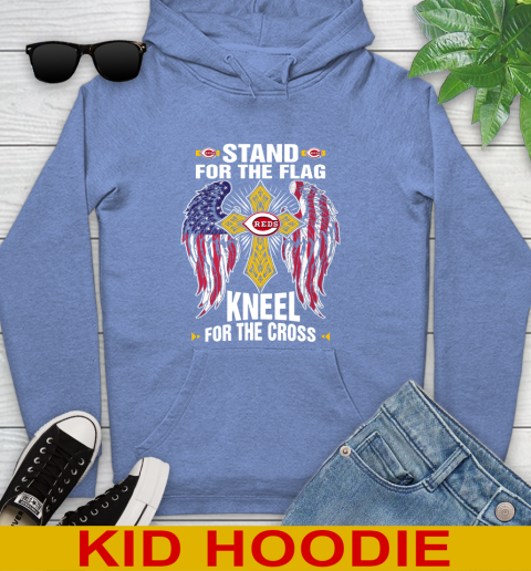 MLB Baseball Cincinnati Reds Stand For Flag Kneel For The Cross Shirt Youth Hoodie 12