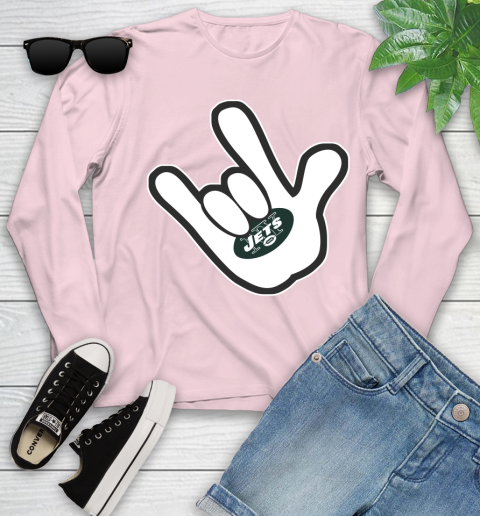 New York Jets NFL Football Mickey Rock Hand Disney Youth Long Sleeve 10