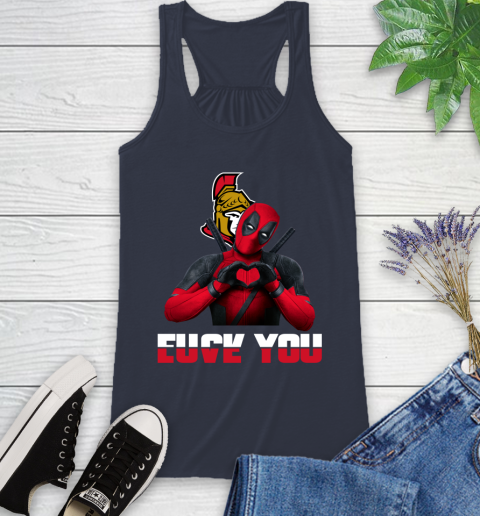 NHL Ottawa Senators Deadpool Love You Fuck You Hockey Sports Racerback Tank 10