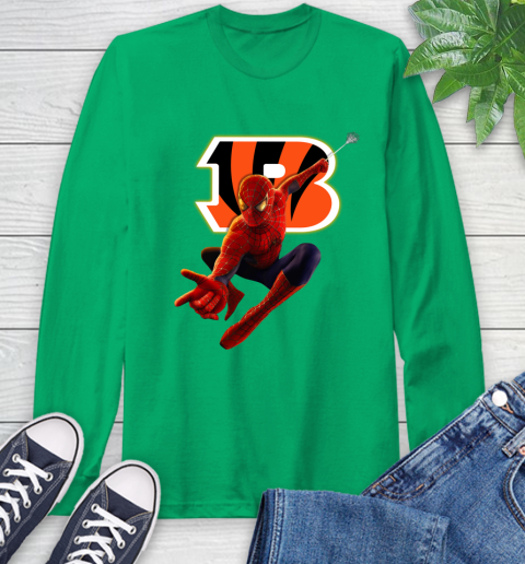 NFL Spider Man Avengers Endgame Football Cincinnati Bengals Long Sleeve T-Shirt 7