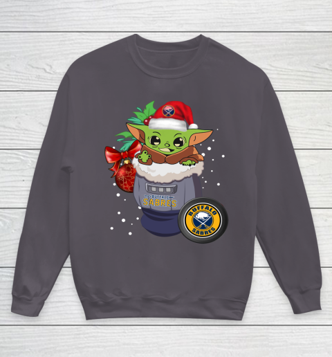 Buffalo Sabres Christmas Baby Yoda Star Wars Funny Happy NHL Youth Sweatshirt 6