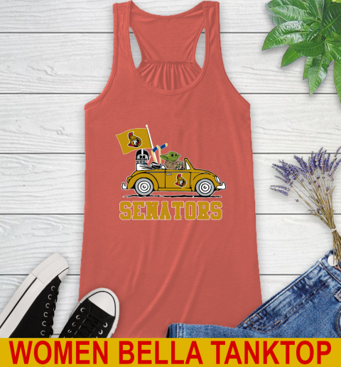 NHL Hockey Ottawa Senators Darth Vader Baby Yoda Driving Star Wars Shirt Racerback Tank 4