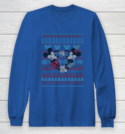 Disney Mickey And Minnie Mouse Christmas Ugly Sweater Style Long Sleeve T-Shirt 6