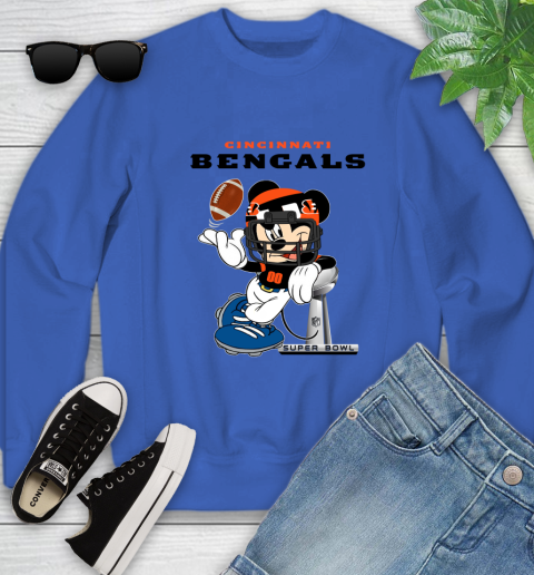 NFL Cincinnati Bengals Mickey Mouse Disney Super Bowl Football T Shirt Youth Sweatshirt 8