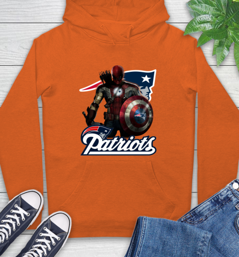 NFL Captain America Thor Spider Man Hawkeye Avengers Endgame Football New England Patriots Hoodie 5