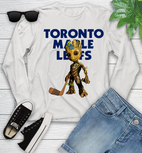 Toronto Maple Leafs NHL Hockey Groot Marvel Guardians Of The Galaxy Youth Long Sleeve