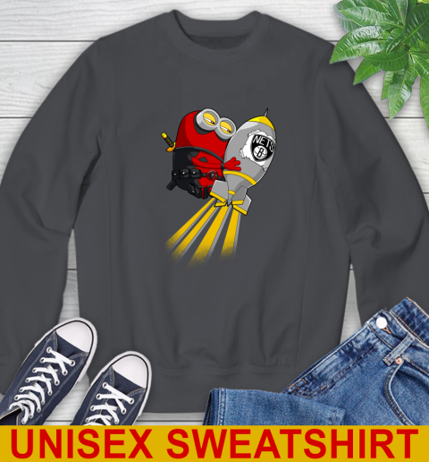 NBA Basketball Brooklyn Nets Deadpool Minion Marvel Shirt Sweatshirt - Image 8