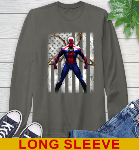 NBA Basketball Toronto Raptors Spider Man Avengers Marvel American Flag Shirt Long Sleeve T-Shirt 10