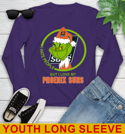 Phoenix Suns NBA Christmas Grinch I Hate People But I Love My Favorite Basketball Team Youth Long Sleeve 5