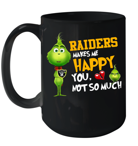 NFL Oakland Raiders Makes Me Happy You Not So Much Grinch Football Sports Ceramic Mug 15oz