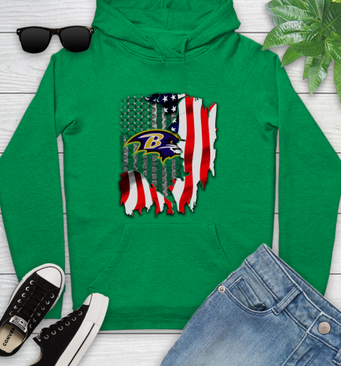 Baltimore Ravens NFL Football American Flag Youth Hoodie 9