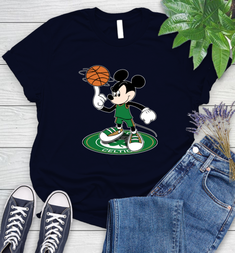 NBA Basketball Boston Celtics Cheerful Mickey Disney Shirt Women's T-Shirt 4 NBA Basketball Boston Celtics Cheerful Mickey Disney Shirt Women's T-Shirt - Image 4
