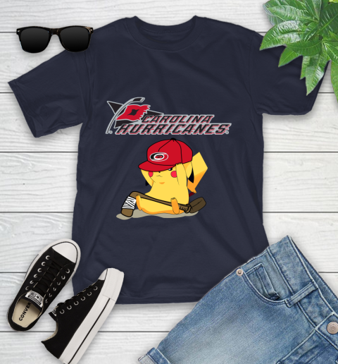 NHL Pikachu Hockey Sports Carolina Hurricanes Youth T-Shirt 3