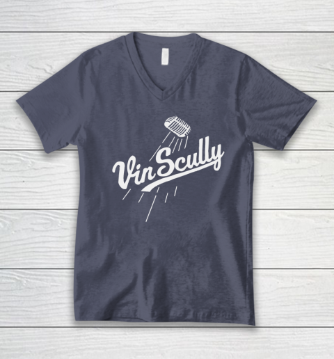 Vin Scully Microphone V-Neck T-Shirt 6