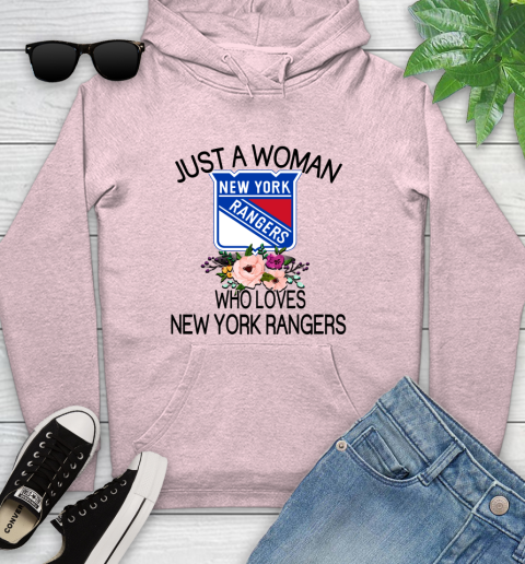 NHL Just A Woman Who Loves New York Rangers Hockey Sports Youth Hoodie 6
