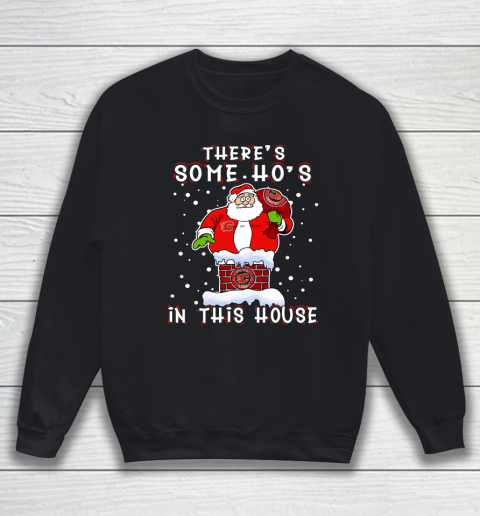 Calgary Flames Christmas There Is Some Hos In This House Santa Stuck In The Chimney NHL Sweatshirt