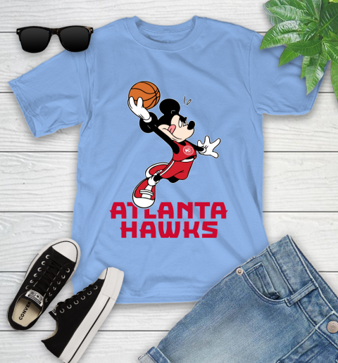 NBA Basketball Atlanta Hawks Cheerful Mickey Mouse Shirt Youth T-Shirt 11