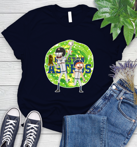 MLB Houston Astros Rick And Morty Commissioner's Trophy Baseball Sports Women's T-Shirt 3