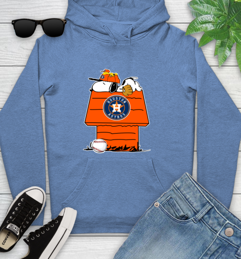 MLB Houston Astros Snoopy Woodstock The Peanuts Movie Baseball T Shirt Youth Hoodie 12