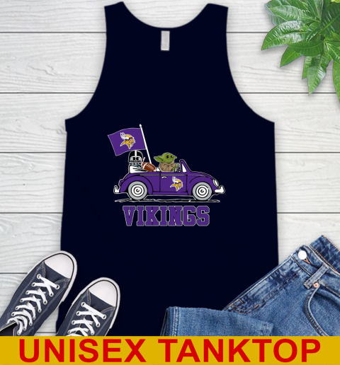 NFL Football Minnesota Vikings Darth Vader Baby Yoda Driving Star Wars Shirt Tank Top 3