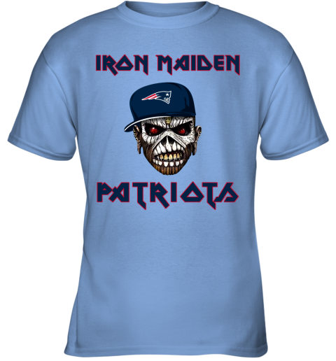 NFL New England Patriots Iron Maiden Rock Band Music Football Sports o8HVmNt2A3B youth t shirt 26 95 151514 front carolina blue
