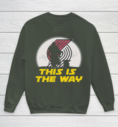Portland Trail Blazers NBA Basketball Star Wars Yoda And Mandalorian This Is The Way Youth Sweatshirt 8
