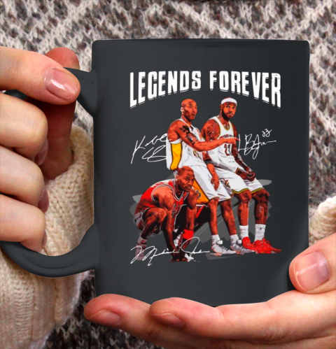 Kobe Bryant Lebron James And Michael Jordan Legends Forever Signatures Ceramic Mug 11oz