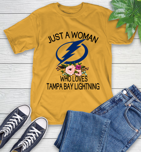NHL Just A Woman Who Loves Tampa Bay Lightning Hockey Sports T-Shirt 2