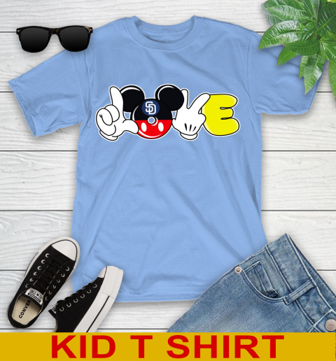 San Diego Padres MLB Baseball Love Mickey Disney Sports Youth T-Shirt 11