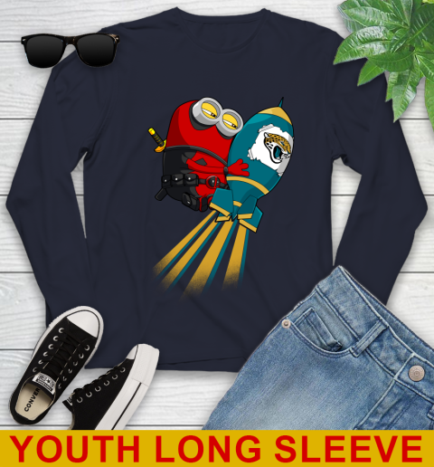 NFL Football Jacksonville Jaguars Deadpool Minion Marvel Shirt Youth Long Sleeve 2
