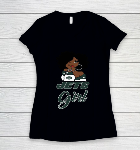 New York Jets Girl NFL Women's V-Neck T-Shirt