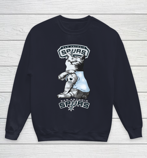 NBA Basketball My Cat Loves San Antonio Spurs Youth Sweatshirt 2