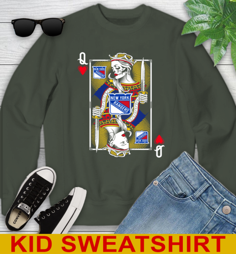 NHL Hockey New York Rangers The Queen Of Hearts Card Shirt Youth Sweatshirt 8