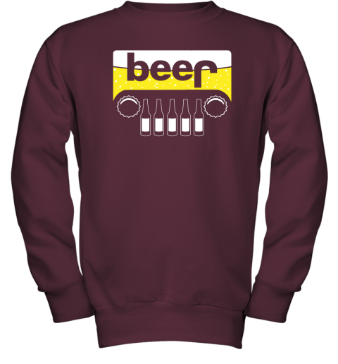 o10p beer and jeep shirts youth sweatshirt 47 front maroon