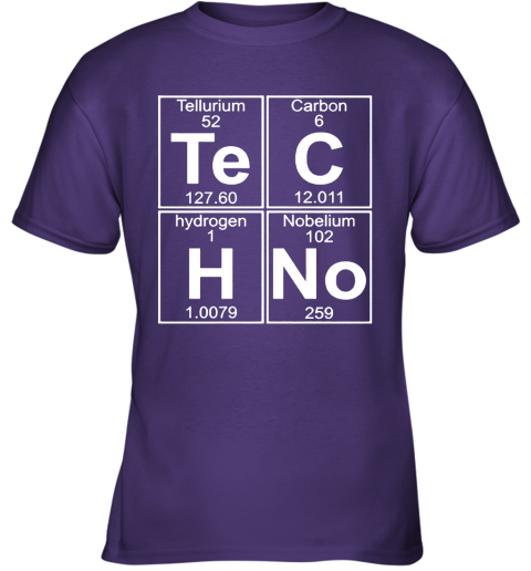 0zny tellurium carbon hydrogen nobelium chemical techno char youth t shirt 26 front purple