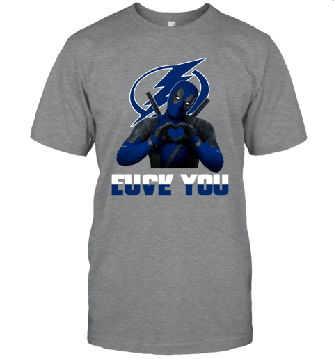 NHL Tampa Bay Lightning Deadpool Love You Fuck You Hockey Sports E82oJSE84LL classic t shirt 2 95 151514 front sport grey