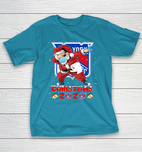 New York Rangers Funny Santa Claus Dabbing Christmas 2020 NHL T-Shirt 7