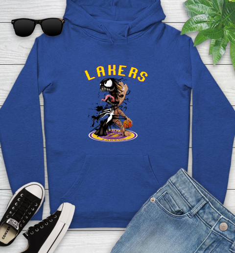 NBA Los Angeles Lakers Basketball Venom Groot Guardians Of The Galaxy Youth Hoodie 9