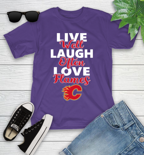 NHL Hockey Calgary Flames Live Well Laugh Often Love Shirt Youth T-Shirt 3