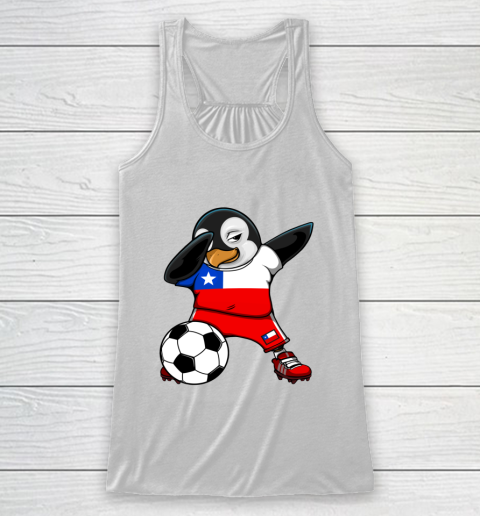 Dabbing Penguin Chile Soccer Fans Jersey Flag Football Lover Long Racerback Tank