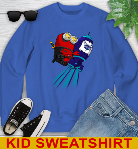 NBA Basketball Charlotte Hornets Deadpool Minion Marvel Shirt Youth Sweatshirt 6