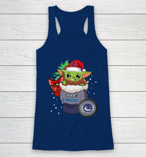 Vancouver Canucks Christmas Baby Yoda Star Wars Funny Happy NHL Racerback Tank 7