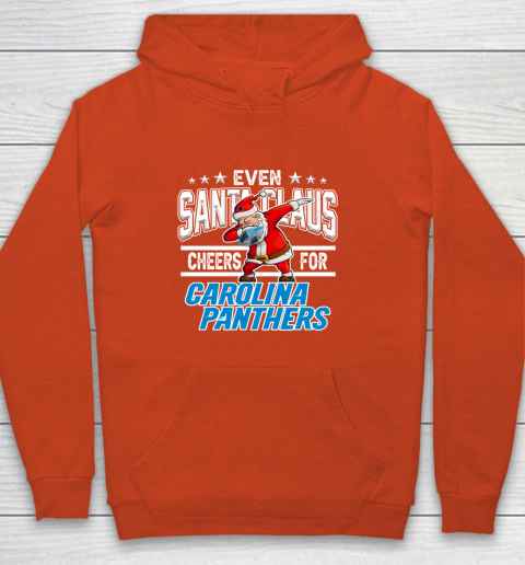 Carolina Panthers Even Santa Claus Cheers For Christmas NFL Youth Hoodie 3