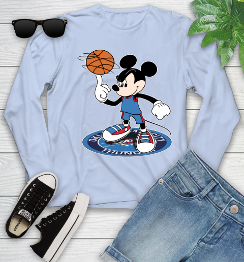NBA Basketball Oklahoma City Thunder Cheerful Mickey Disney Shirt Youth Long Sleeve 9