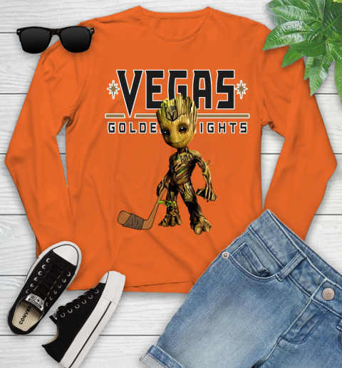 Vegas Golden Knights NHL Hockey Groot Marvel Guardians Of The Galaxy Youth Long Sleeve 4
