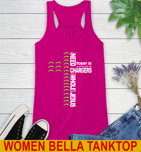 NFL All I Need Today Is A Little Bit Of Los Angeles Chargers Cross Shirt Racerback Tank 6